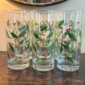 Libby Glass Co. Holiday Holly Highball Glasses Set of 8